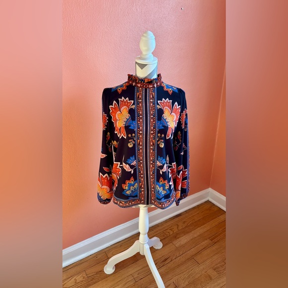 Braeve Tops - Braeve Floral Print Ruffle Neck Blouse